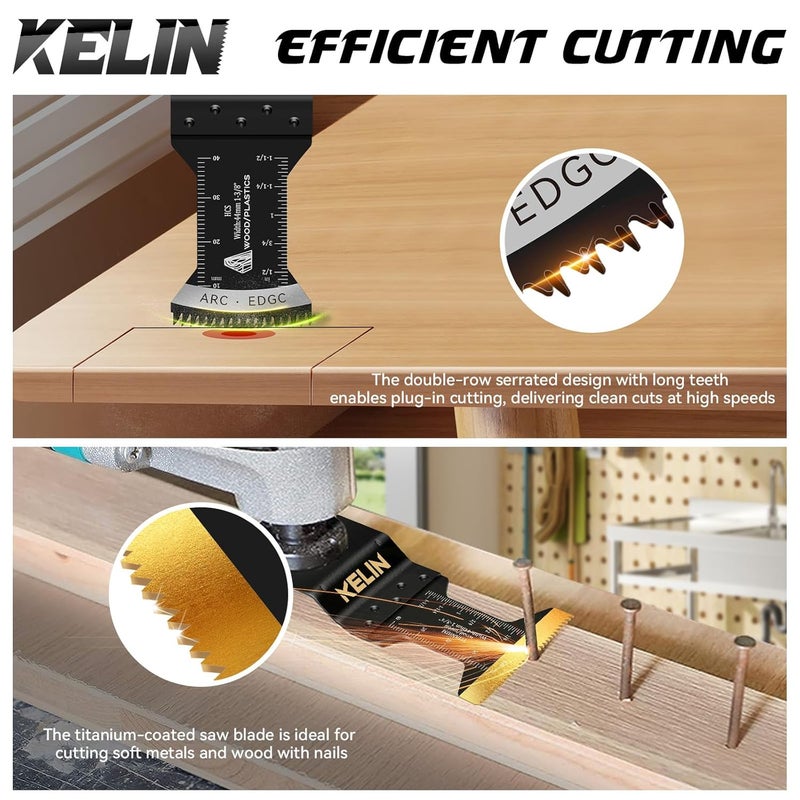 KELIN 120 PCS Multitool Blade Kits Cutting and Sandpaper Oscillating Tool Accessories Universal Oscillating Saw Blades, 11 Types Blades Compatible with Dewalt Bosch Dremel Milwaukee - Image 4